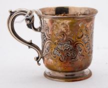 A Victorian silver christening mug, maker Edward, John & William Barnard, London, 1850: initialled,