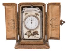 A miniature French carriage timepiece with Shibayama panels: the eight-day duration timepiece