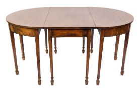 An early 19th Century mahogany and inlaid D end dining table:,