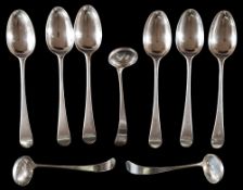 A set of six George III silver Old English pattern tablespoons, maker Richard Crossley, London,