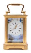 A Victorian miniature French carriage clock with decorative dial: the eight-day duration timepiece