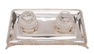 An Edward VII silver desk stand, maker Fenton Brothers Ltd, Sheffield,
