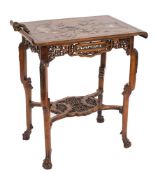 A French 'Orientalist' carved wood and mother of pearl inlaid rectangular occasional table in the