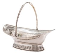 A George III swing handled cake basket, maker Robert Hennell I, London 1787: of oval outline,