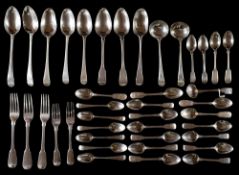 A collection of Georgian silver flatwares, assorted patterns,