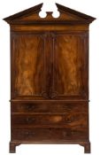 A George III mahogany linen press:,
