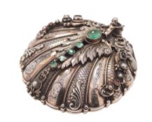 A 19th century Continental silver ring casket: of shell-shaped outline,