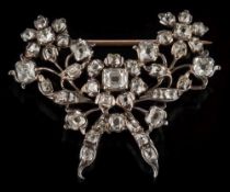 A late 18th century diamond mounted floral cluster mounted as a brooch: with round old