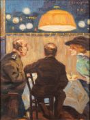 H. Osterschmidt [20th Century]- A cafe interior at night:- signed top right oil on board 32 x 24cm.
