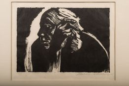 * Kathe Kollwitz [1867-1945]- Self Portrait, 1924:- woodcut,
