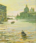 * Alan Cotton [b.1936]- Venice Morning, looking towards The Lido:- signed oil on canvas 29.5 x 24cm.