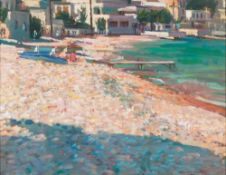 * William Bowyer [1926-2015]- The Beach,:- signed bottom right oil on board 38 x 49cm.