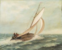 * John Spencer Churchill [1909-1992]- Sailing yacht in choppy seas,