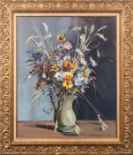 * Andre Jonault [1904-1987]- Fleurs; still life of flowers and grasses in a jug,