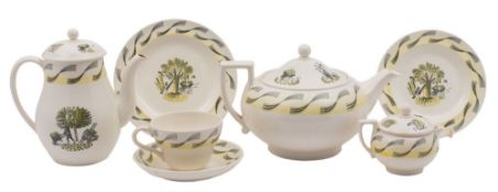 Eric Ravilious for Wedgwood, a part tea set in the Garden pattern: comprising a teapot and cover,