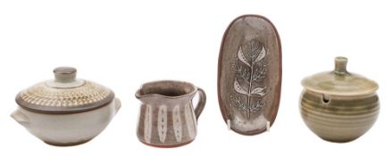 * David Leach (1911-2005) a group of studio pottery: comprising a shallow terracotta tray with
