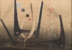 * John Tunnard [1900-1971]- Abstract Form,:- watercolour,