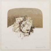 * Bryan Organ [b.1935]- Lion:- lithograph signed and dated 1975, numbered 119/150 26.5 x 26.5cm.