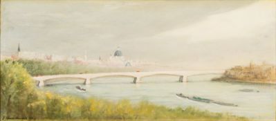 * John Spencer Churchill [1909-1992]- Waterloo Bridge with St Paul's Cathedral,