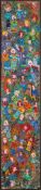 * Fred Yates [1922-2008]- Dancing Crowd,:- signed bottom centre oil on wood panel 108 x 22.5cm.