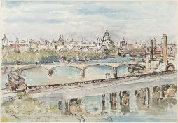 * Paul Ashford, Lord Methuen [1886-1974]- The City of London from Whitehall Place:- signed,