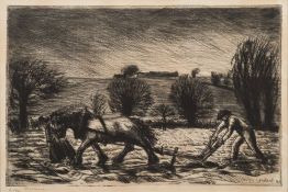 * Jean Frelaut [1879-1954]- A field labourer:- etching signed in pencil and numbered 8/20 in the