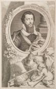 HISTORICAL PORTRAITS : 16 copper engraved prints in matching Hogarth frames, mid-eighteenth century.