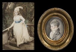 European School- A miniature portrait of a lady, head and shoulders,