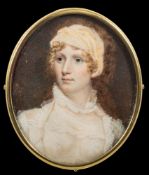 English School late 18th Century- A miniature portrait of a lady,
