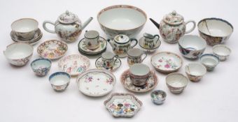 A mixed lot of Chinese and Japanese porcelain: including famille rose export teawares etc