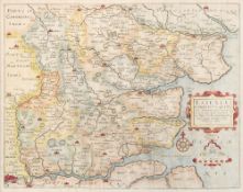 KIP, William - Essexia : hand coloured map, 360 x 285 mm, f & g, c1630,