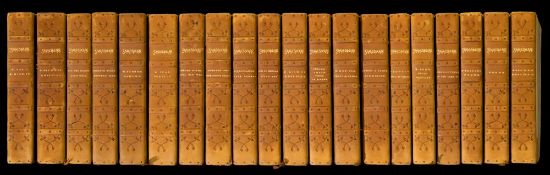 BINDINGS : The Temple Shakespeare, 20 vols, half calf by Bumpus, small 4to, n.d.