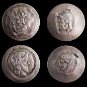 A set of late Victorian silver buttons:,