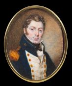 English School Circa 1800- A miniature portrait of a Naval Officer,