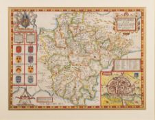 SPEED, John - Devonshire with Excester Described : beautiful hand coloured map, 500 x 375 mm,