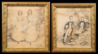 English School 19th Century- The White Family of Upcerne Manor, Dorset,:- portraits of Harriet,