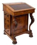 The Victorian walnut Davenport of Sara Coleridge (Daughter of Samuel Taylor Coleridge):,