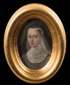 Flemish School 17/18th Century- A miniature portrait of a young nun, head and shoulders,