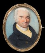 English School Circa 1830s- A miniature portrait of a gentleman, said to be George Willcock,