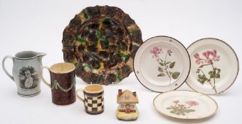 A mixed lot of late 18th/19th century pottery: comprising a 'Whieldon' tortoiseshell-ware dish,