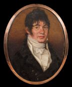 English School Circa 1800- A miniature portrait of a gentleman,