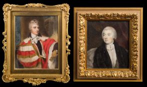 After Sir Thomas Lawrence- A miniature portrait of Peter Leopold Louis Francis Nassau Cowper,