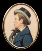 William Jones Chapman [1808-1870]- A miniature portrait of a Midshipman, head and shoulders,