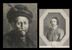 After Rembrandt- Man in fur hat,:- charcoal drawing, 36 x 27cm,