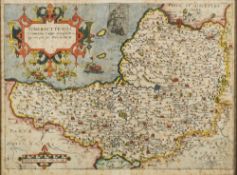 KIP, William - Somersettensis ( Somerset ) : hand coloured map, 380 x 280 mm, f & g, c1637.