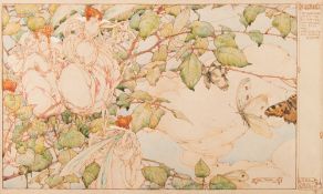 BOOK ILLUSTRATION : ' The Rosebud,' original watercolour by Sybil Tawse, 410 x 255 mm, 1908.