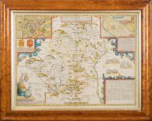 SPEED, John - Hartford Shire Described : [ Hertfordshire ] hand coloured map, 510 x 385 mm,