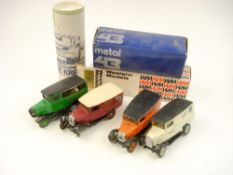 A group of various 1/43rd scale white metal vehicles:, mostly vintage commercial vans,