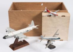 A group of scale model aircraft:, including a US Navy DC10 and a USN RD6.