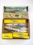 Tri-ang Minic and others a group of 1/1200th scale models waterline ships:,